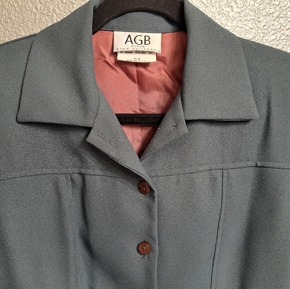 Vintage AGB Olive Green Cropped Jacket  Size 4P - Picture 2 of 9